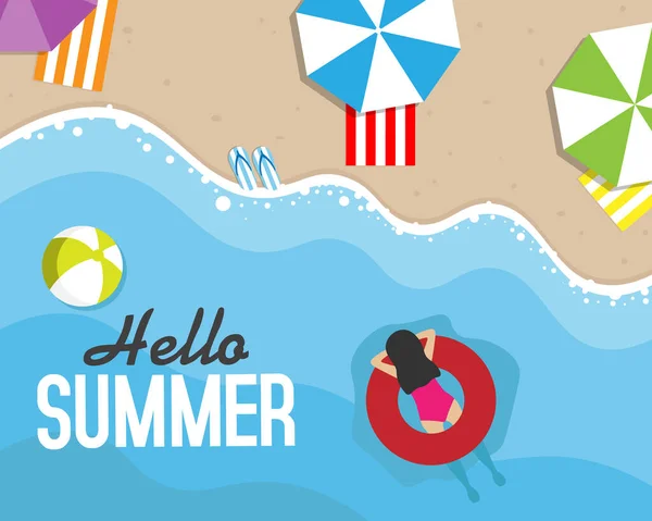 Hola Verano Icono Plano Vector Ilustración Diseño Gráfico — Vector de stock