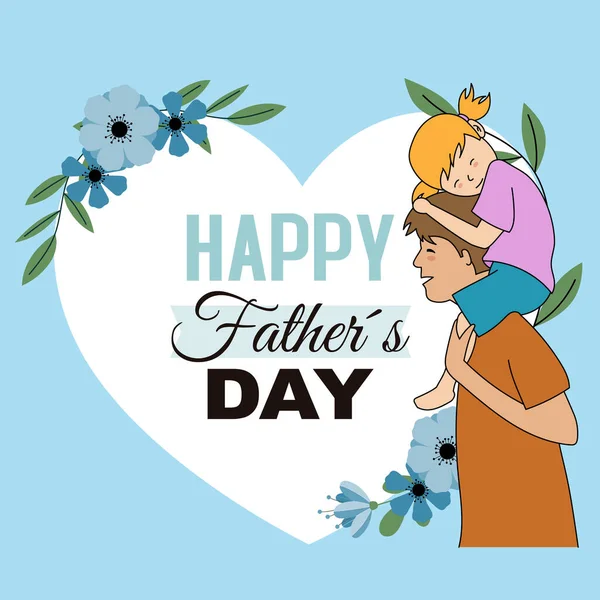 Κάρτα Ημέρας Του Ευτυχισμένου Πατέρα Πατέρας Και Κόρη Αγκαλιασμένοι Αφίσα — Διανυσματικό Αρχείο