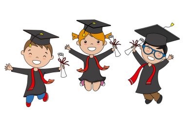 Çocuklar yıl sonunu kutluyorlar. Mezuniyet partisi