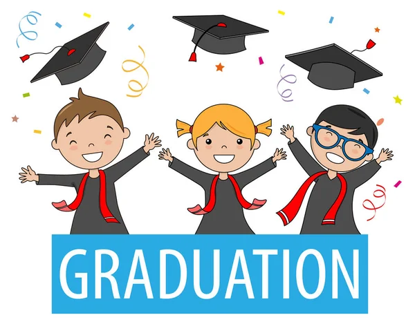 Children Celebrating End Year Graduation Party — Stock Vector