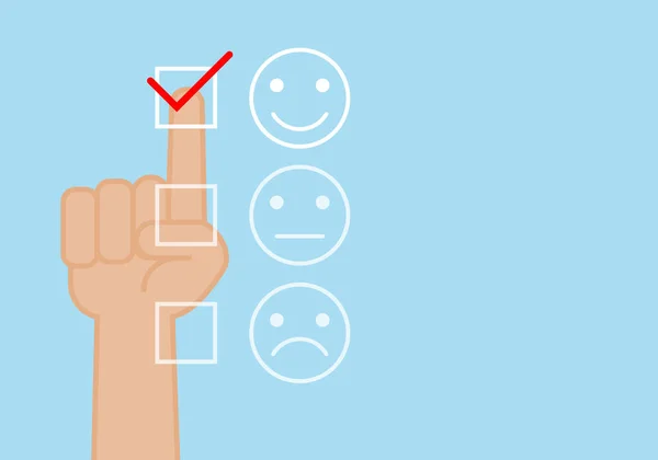 手选择评分快乐图标 有客户服务经验和业务满意度调查概念 — 图库矢量图片#