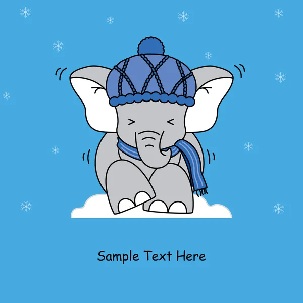 Greeting card. cold elephant — Stock Vector