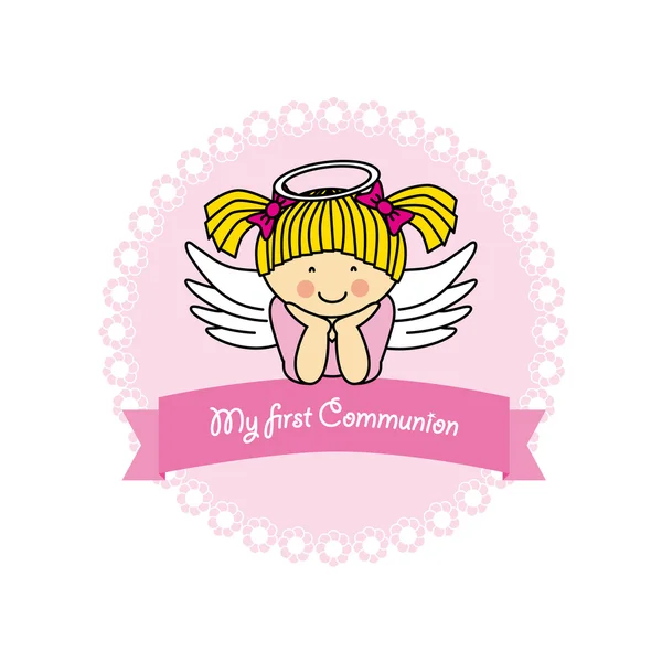 Kız ilk Komünyon kartı — Stok Vektör