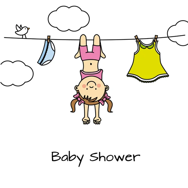 Baby meisje douche kaart — Stockvector