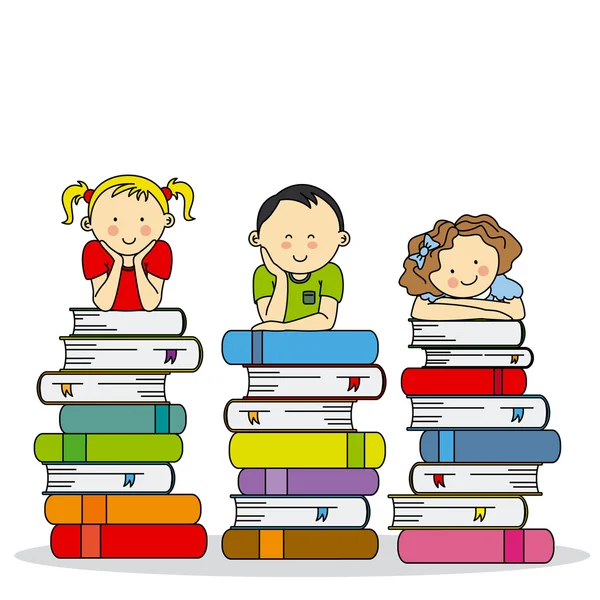 Bambini e libri — Vettoriale Stock