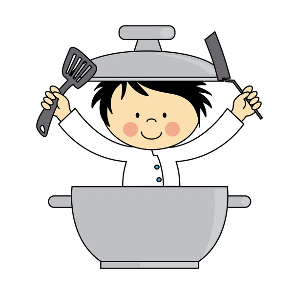 Kleine chef-kok jongen — Stockvector