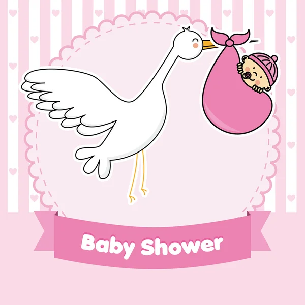 Baby girl érkezési bejelentő kártya — Stock Vector