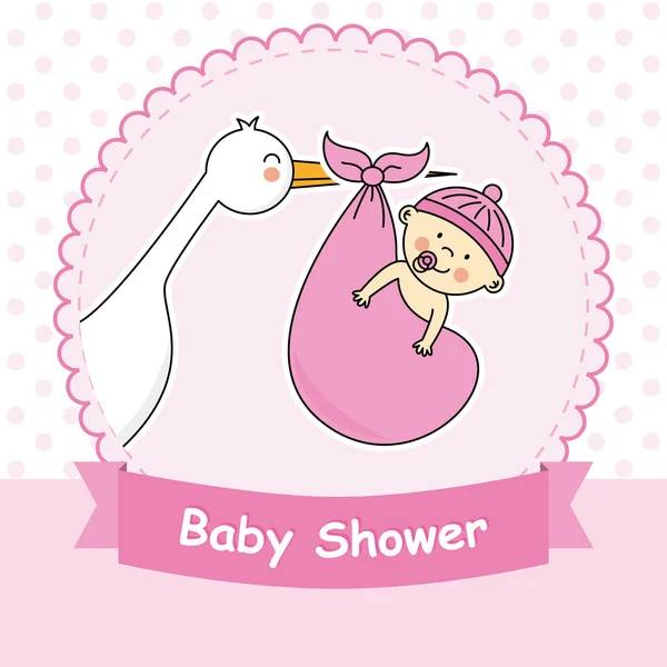 Baby girl érkezési bejelentő kártya — Stock Vector