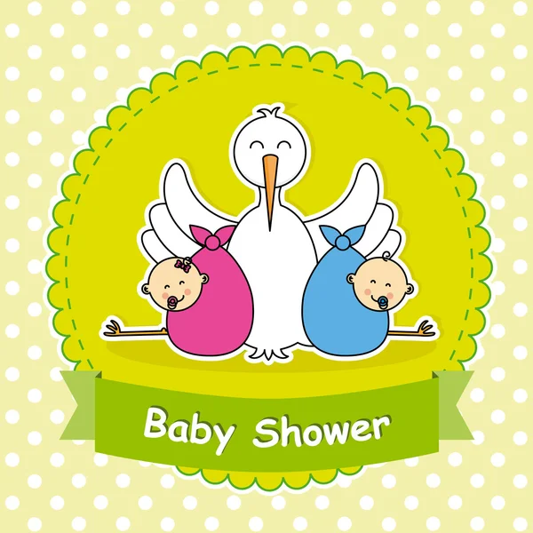 Twins baby shower. — Stock Vector