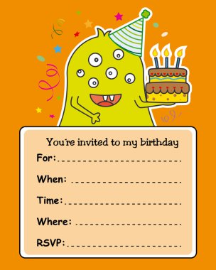 canavar doğum günü kartı.