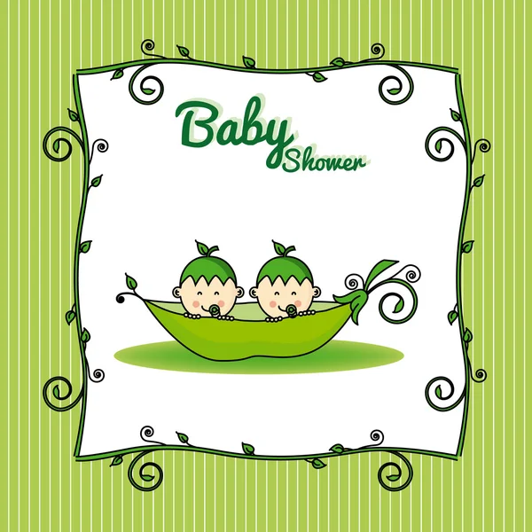 Gemelos baby shower . — Vector de stock