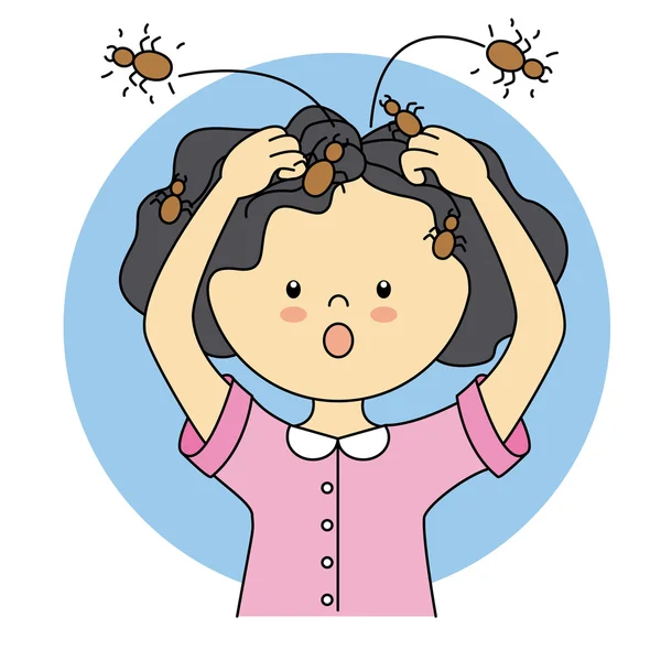 Child with lice. — Stock Vector