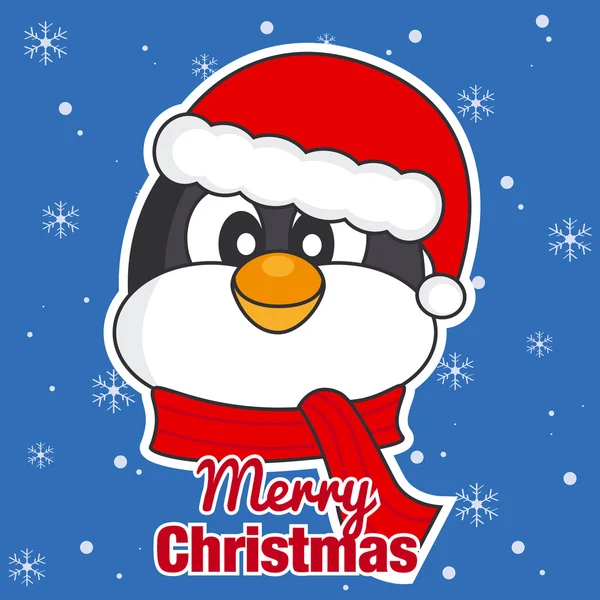 Frohe Weihnachten. Pinguin. — Stockvektor