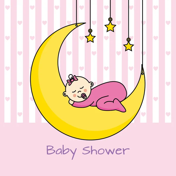 Baby girl shower card. — Stock Vector