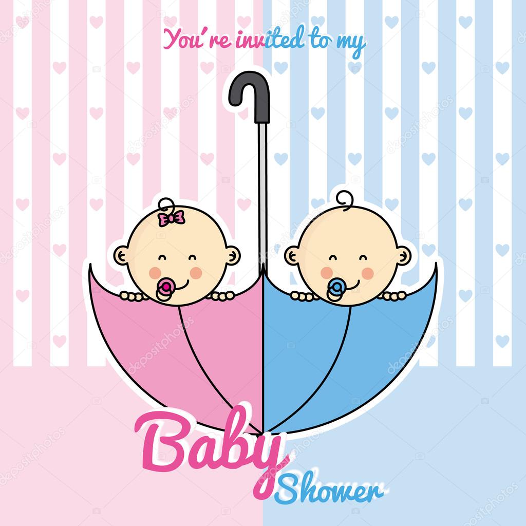 twin babies inside an umbrella