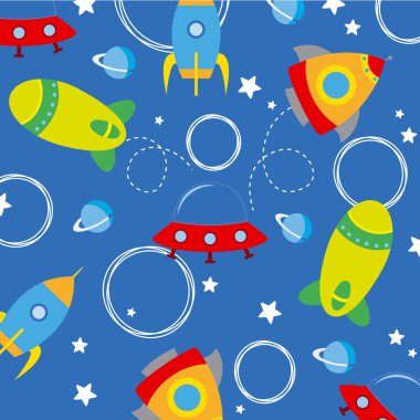 Roketler ve gezegenlerin arka plan.