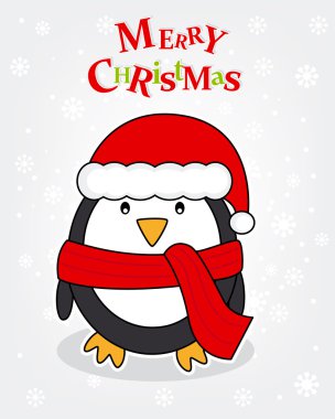 Neşeli Noel kartı. Penguen.