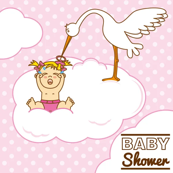 Bebê menina chuveiro — Vetor de Stock