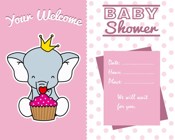 Elefante com cupcake — Vetor de Stock