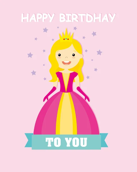 Happy birthday card. princess — Stock Vector