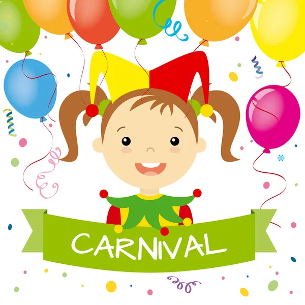 Fille carte de carnaval . — Image vectorielle