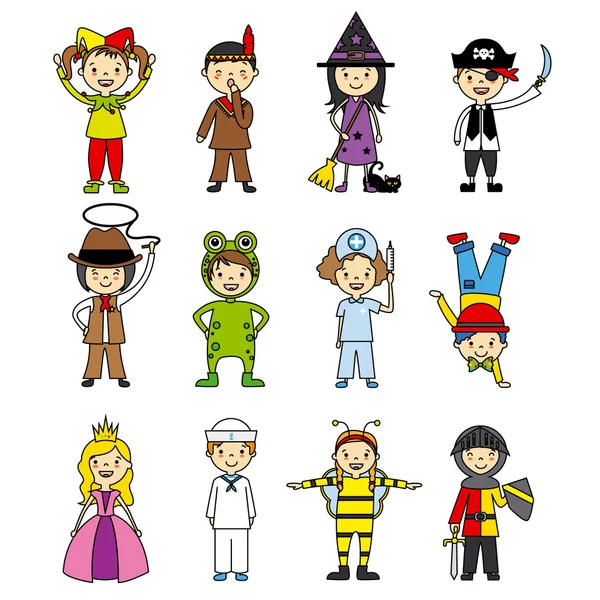 Набор костюмированных детей — стоковый вектор