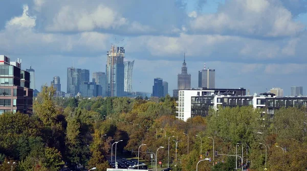 Варшава Польша Октября 2020 Года Панорама Современного Европейского Города Скайлайн — стоковое фото