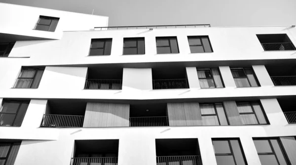 Detail Modern Residential Flat Apartment Building Exterior Fragment New Luxury — Stock Photo, Image