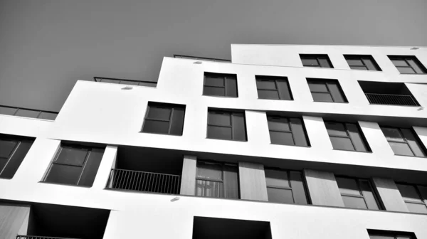 Dettaglio Moderno Condominio Residenziale Appartamento Esterno Frammento Nuova Casa Lusso — Foto Stock