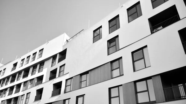 Detail Der Modernen Wohnung Wohnung Wohnhaus Außen Fragment Eines Neuen — Stockfoto