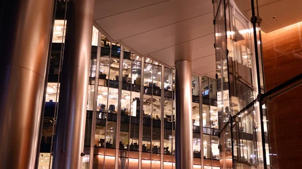 Patrón Edificios Oficinas Ventanas Iluminadas Por Noche Iluminación Con Diseño — Foto de Stock