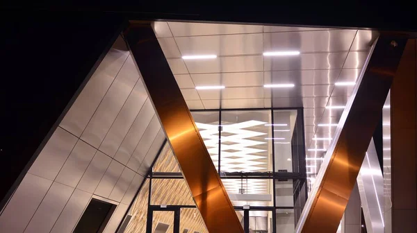 Combinação Metal Material Parede Vidro Fachada Aço Colunas Arquitetura Moderna — Fotografia de Stock