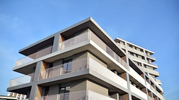 Facciata Moderno Condominio Con Balconi Nessuna Gente Concetto Attività Immobiliare — Foto Stock