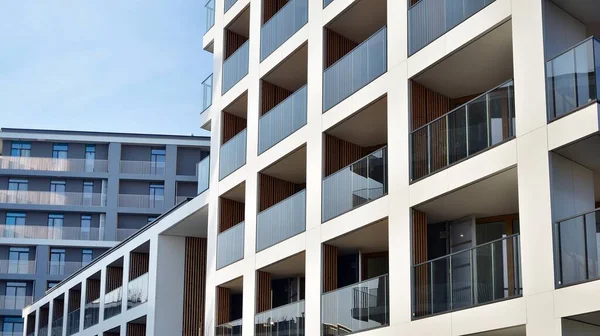 Facade New Apartment Building Glass Balcony Clean Look Modern Architecture — Stock Photo, Image