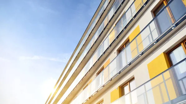 Apartamento Residencial Casa Casa Fachada Arquitetura Instalações Livre Céu Azul — Fotografia de Stock