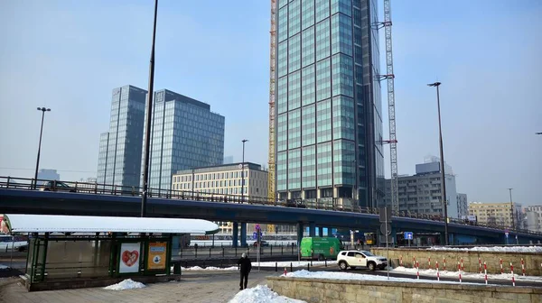 Варшава Польша Января 2021 Года Завершается Строительство Самого Высокого Небоскреба — стоковое фото