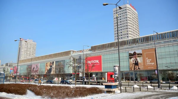 Varšava Polsko Ledna 2021 Obchodní Centrum Města Mrazivé Zimní Ráno — Stock fotografie