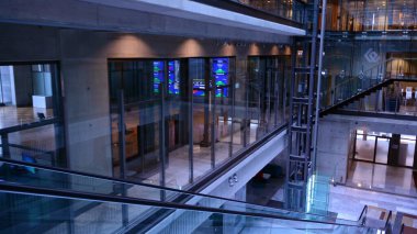 Warsaw, Poland. `15 February 2021. Interior of the Warsaw stock exchange building.