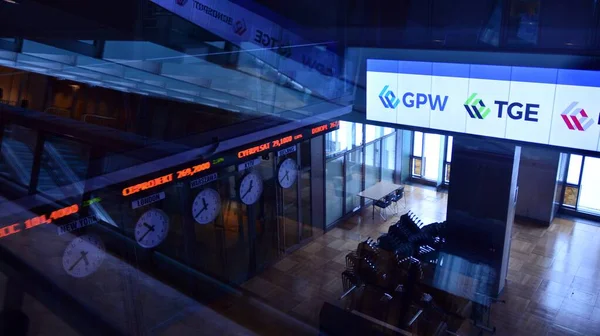 Warsaw, Poland. `15 February 2021. Interior of the Warsaw stock exchange building.