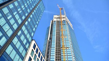 Varşova, Polonya. 21 Şubat 2021. Varso Place ofis binası inşaatı.