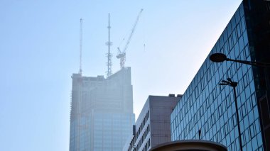 Varşova, Polonya. 22 Şubat 2021. Varso Place ofis binası inşaatı.