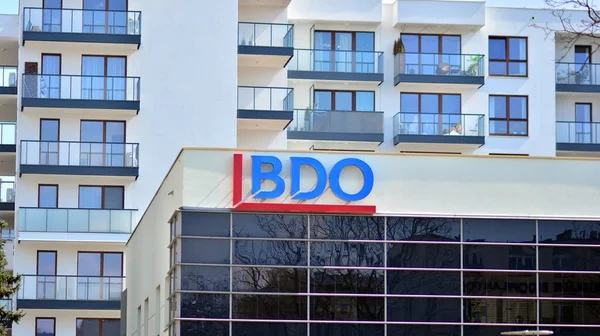 Warschau Polen April 2021 Zeichen Bdo Firmenschild Bdo — Stockfoto