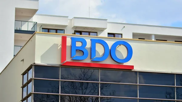 Warschau Polen April 2021 Zeichen Bdo Firmenschild Bdo — Stockfoto