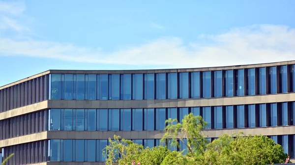 Modernes Bürogebäude Der Innenstadt Umgeben Von Einem Grünen Baum Dessen — Stockfoto