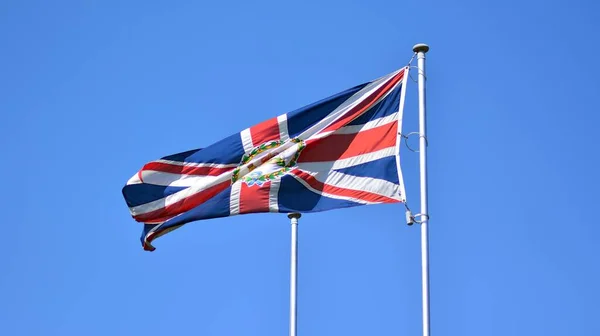 Bandiera Dell Unione Che Batte Vento Bandiera Britannica Union Jack — Foto Stock