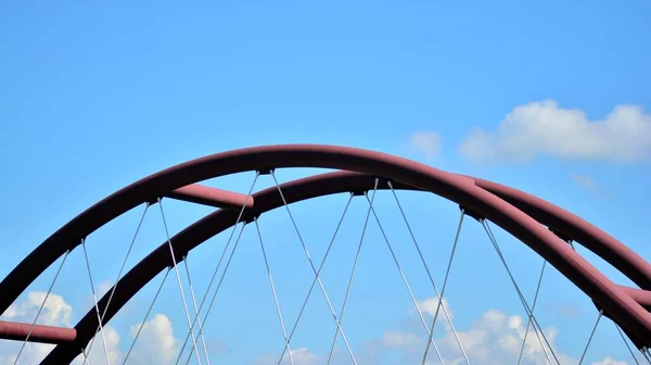 Parts Modern Metal Bridge Close Blue Sky — Photo