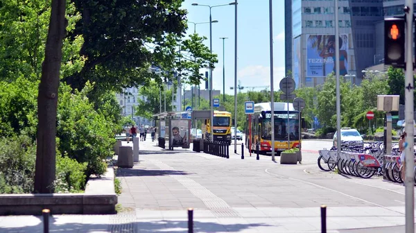 Warschau Polen Juni 2021 Straßen Und Bürgersteige Zentrum Von Warschau — Stockfoto