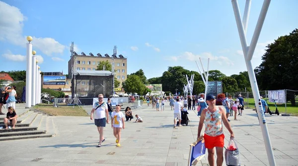 Miedzyzdroje Poland July 2021 Tourists Walk Avenue Stars Way Polish — Stock Fotó