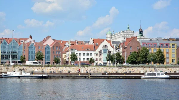 Szczecin Polônia Julho 2021 Vista Arquitetura Panorâmica Cidade Vista Margem — Fotografia de Stock