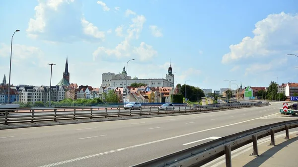 Szczecin Polônia Julho 2021 Vista Arquitetura Panorâmica Cidade Partir Rota — Fotografia de Stock